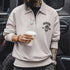 Vintage Embroidered Half-Zip Sweatshirt – Casual Spring Hoodie with Collar